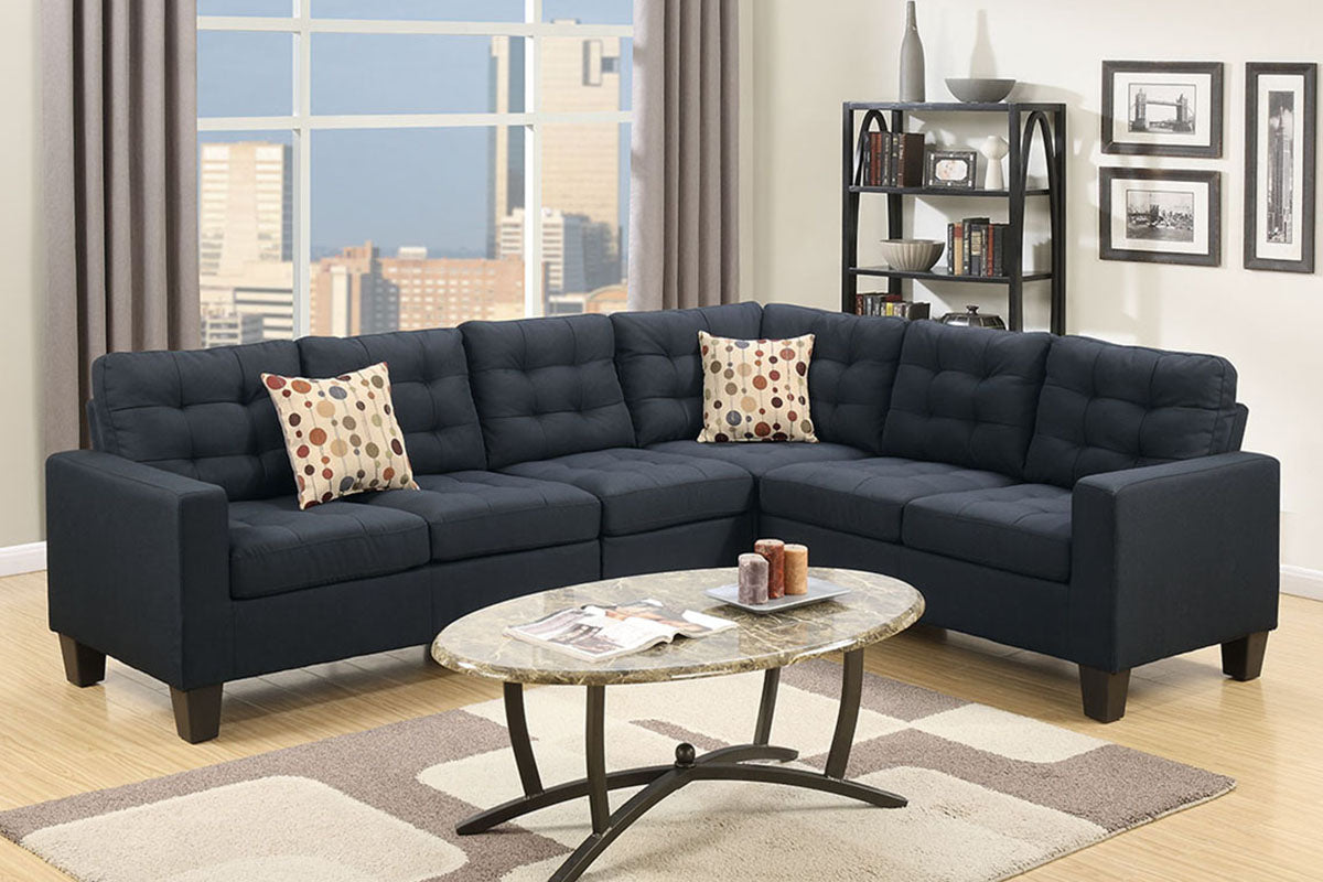 4 Piece Modular Sectional in Black Polyfiber