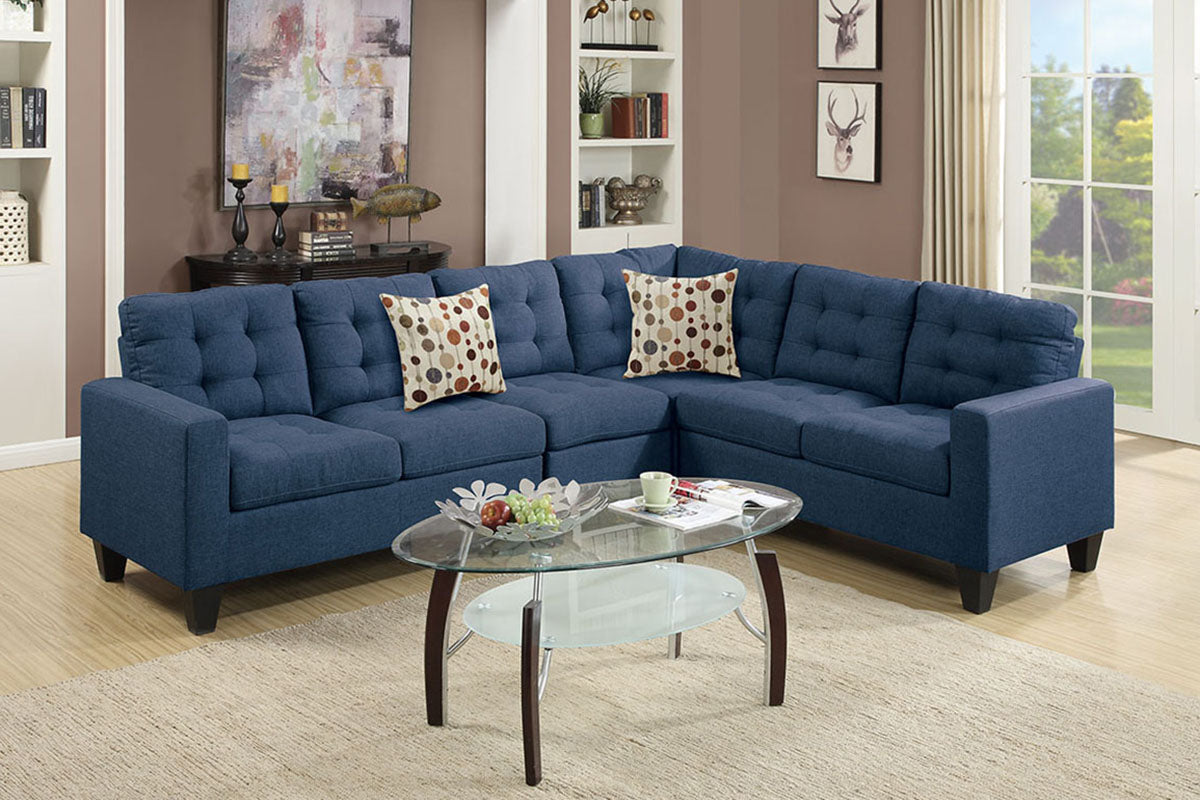 4 Piece Modular Sectional in Navy Polyfiber