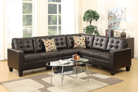 4 Piece Modular Sectional in Espresso Bonded Leather