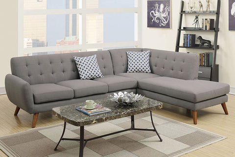 Mid Century 2-Piece Sectional in Grey with Chaise
