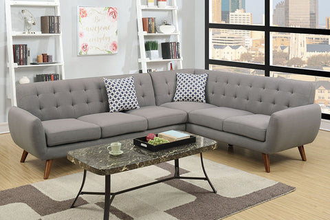 Tufted Grey Sectional Sofa