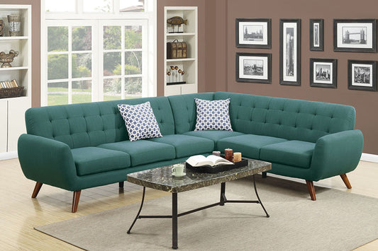 Tufted Laguna Blue Sectional Sofa