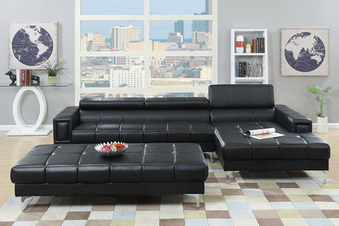 Cube Tufted Sectional - Black