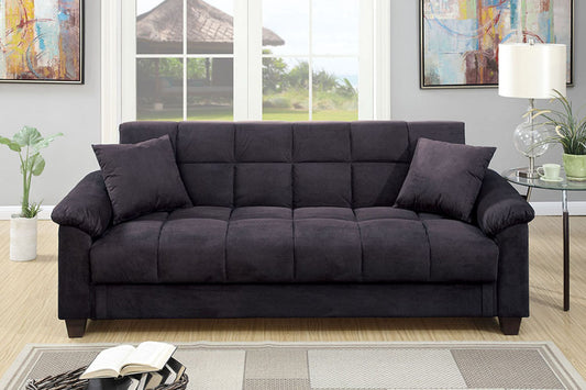 Cube Patterned Futon in Ebony Microfiber