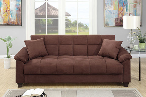Cube Patterned Futon in Chocolate Microfiber