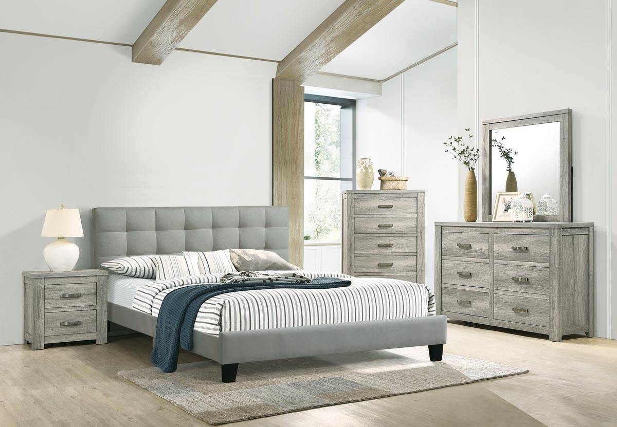 Gray Square Tufted Bed