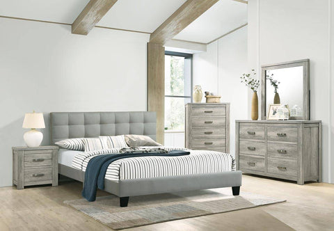 Gray Square Tufted Bed