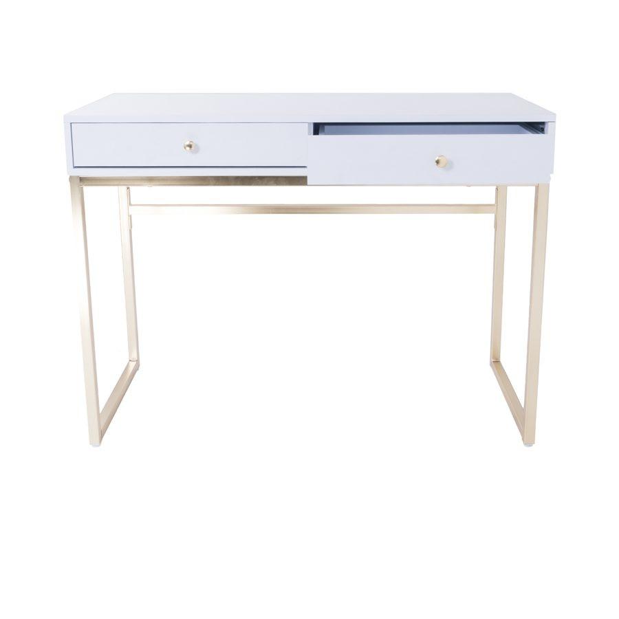 Sacha White Brass Writing Desk