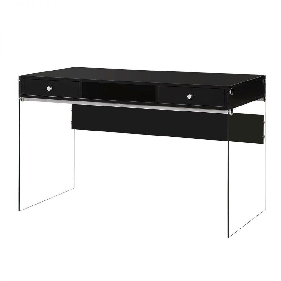 Contemporary Desk with transparent glass sides, Black