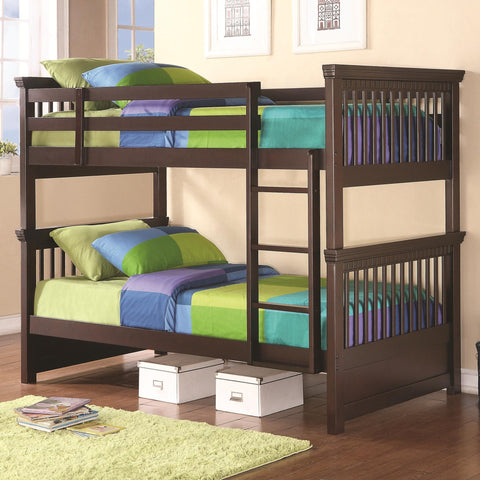 Oliver Twin Twin Bunk Bed with Spindle Headboard and Footboard