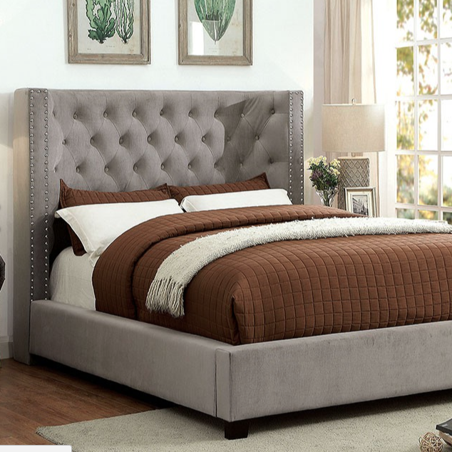 Cayla Upholstered Bed, Black