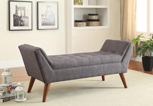 Mid cebtury Modern Gray Fabric Bench