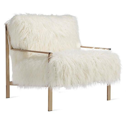 Faux Fur Champagne Metal Frame Chair (choose your Fabric)