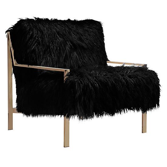 Faux Fur Champagne Metal Frame Chair (choose your Fabric)