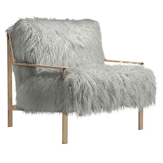 Faux Fur Champagne Metal Frame Chair (choose your Fabric)