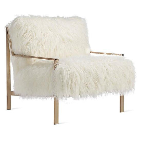 Faux Fur Champagne Metal Frame Chair (choose your Fabric)
