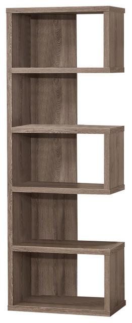 Semi Backless Bookshelf, in Weathered Grey Finish