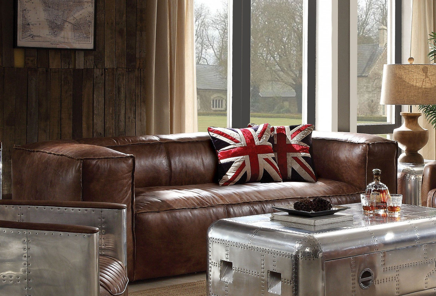 Retro Brown Top Grain leather Sofa