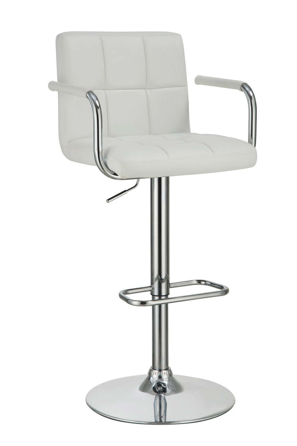 Upholstered White Leatherette Adjustable Swivel Bar Stool