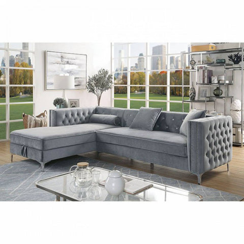 Amie Transitional Sectional in Grey
