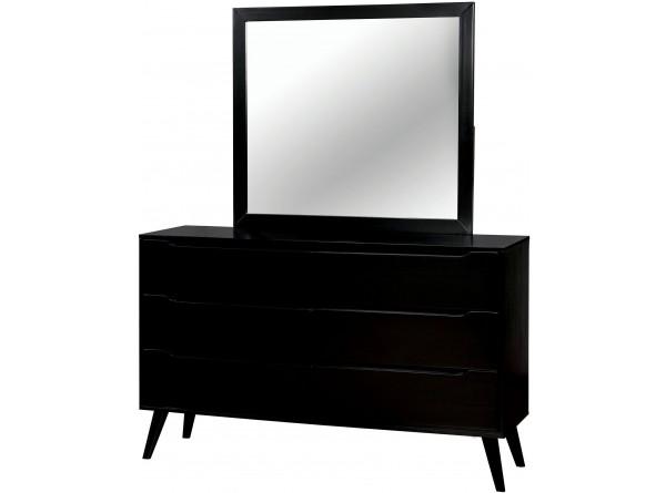 Mid Century Dresser & Mirror, Black