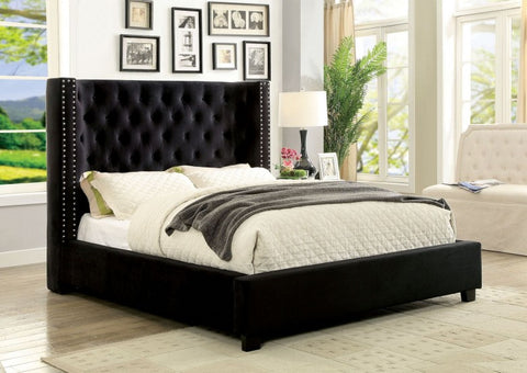 Cayla Upholstered Bed, Black