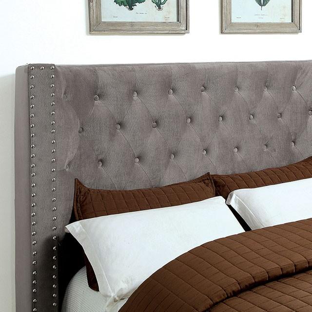 Cayla Upholstered Bed, Gray