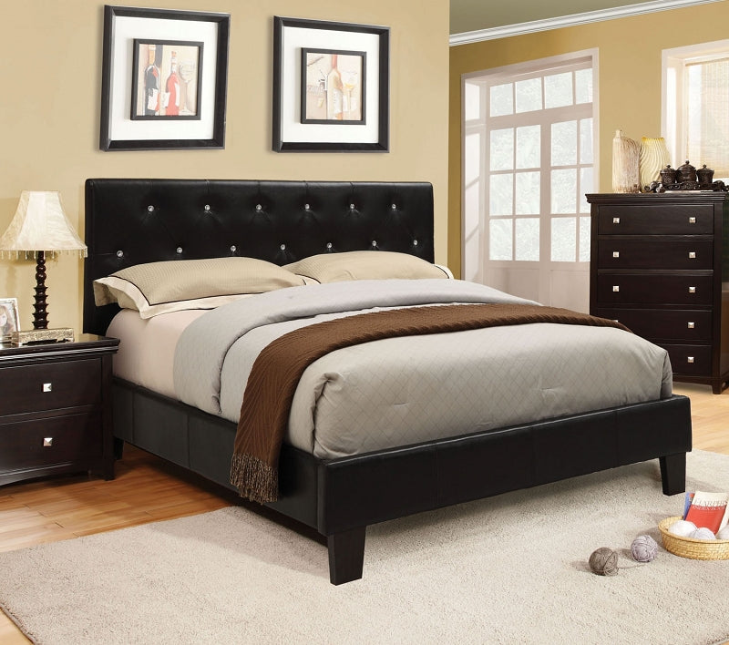 Velen Padded Leatherette Platform Bed ( Available in WHite or Black)