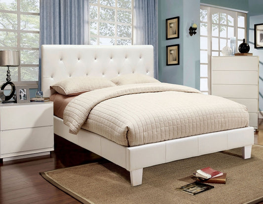 Velen Padded Leatherette Platform Bed ( Available in WHite or Black)