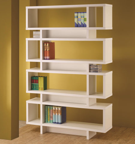 Modern Four Tier Bookcase, in White