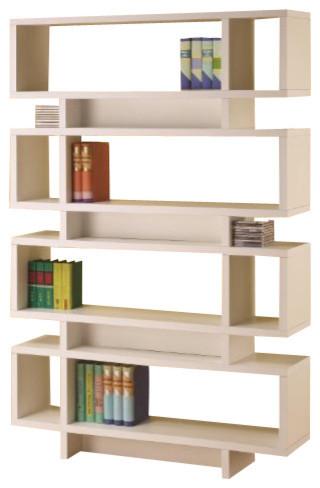 Modern Four Tier Bookcase, in White