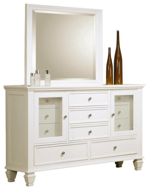 Sandy Beach White Dresser and Mirror