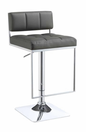 Low Back Grey Leatherette Adjustable Swivel Bar Stool