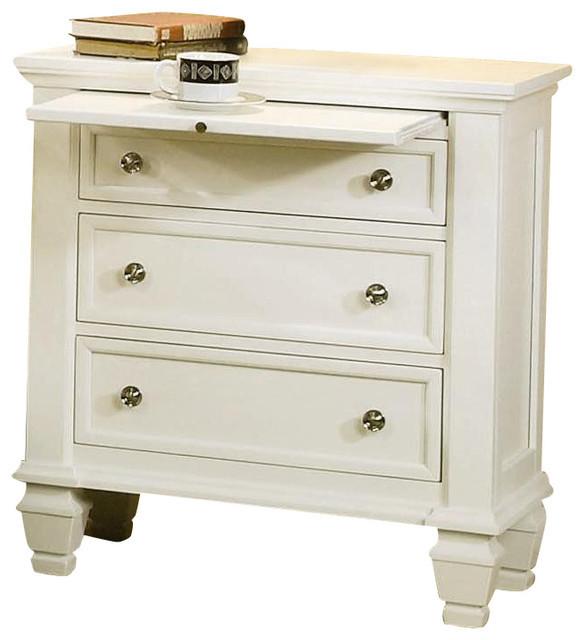 Sandy Beach White 3 Drawer Nightstand