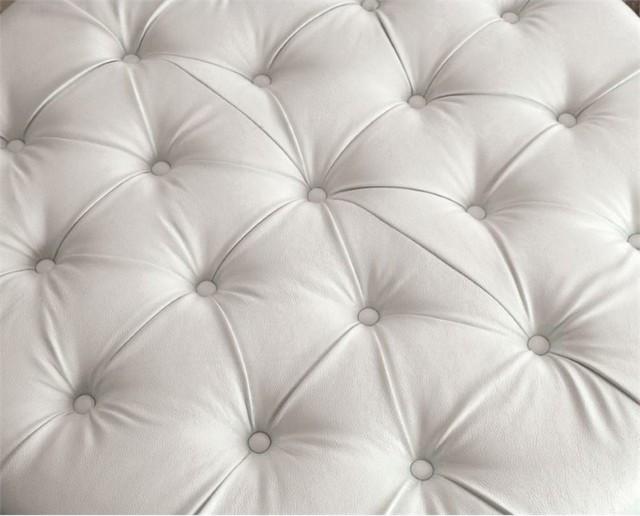 Tufted Round Ottoman, in white bonded leather