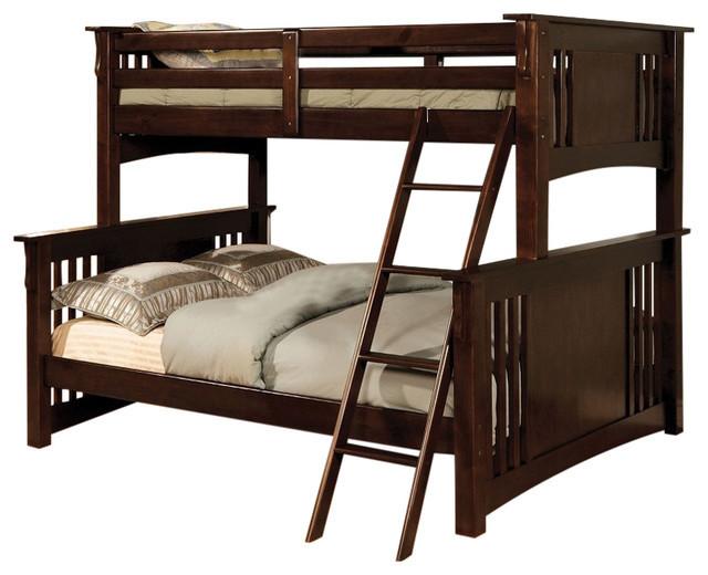 Dark Walnut Finish Twin/full Bunk Bed