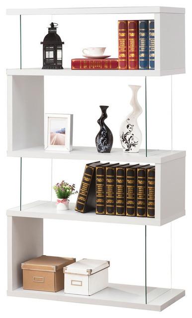 Zia Contemporary Bookcase, in White