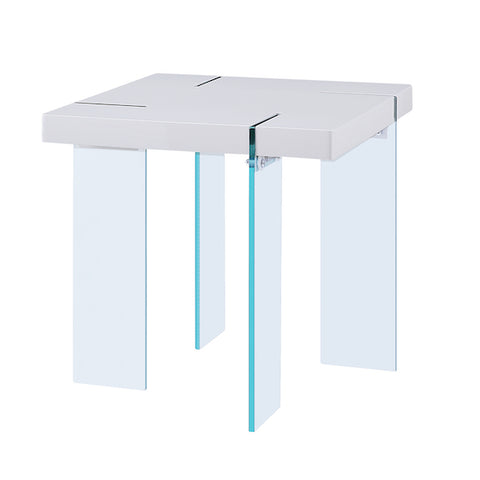 Noland White High Gloss and Glass End Table