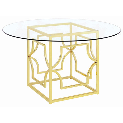 Evianna Modern Brass Metal Round Dining Table