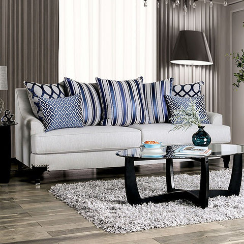 Sisseton Contemporary Fabric Sofa- Light Grey