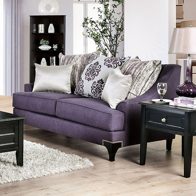 Sisseton Contemporary Fabric Sofa- Purple