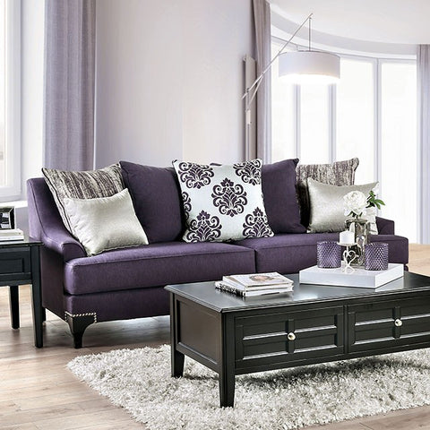 Sisseton Contemporary Fabric Sofa- Purple