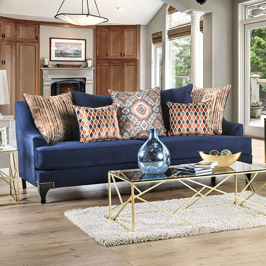 Sisseton Contemporary Fabric Sofa- Navy