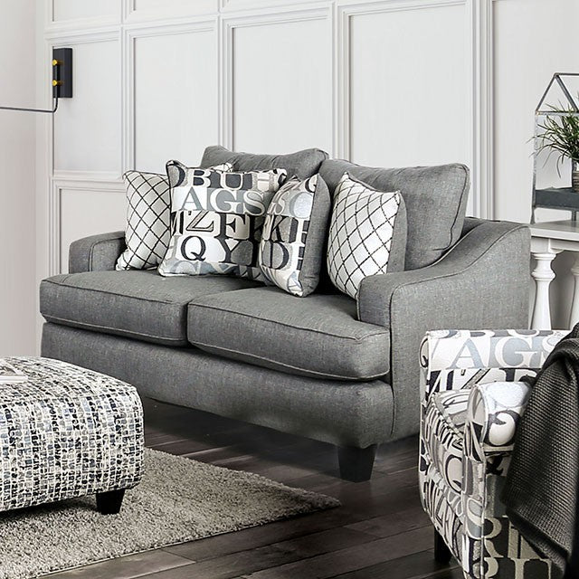 Verne Modern Fabric Sofa- Blue Grey