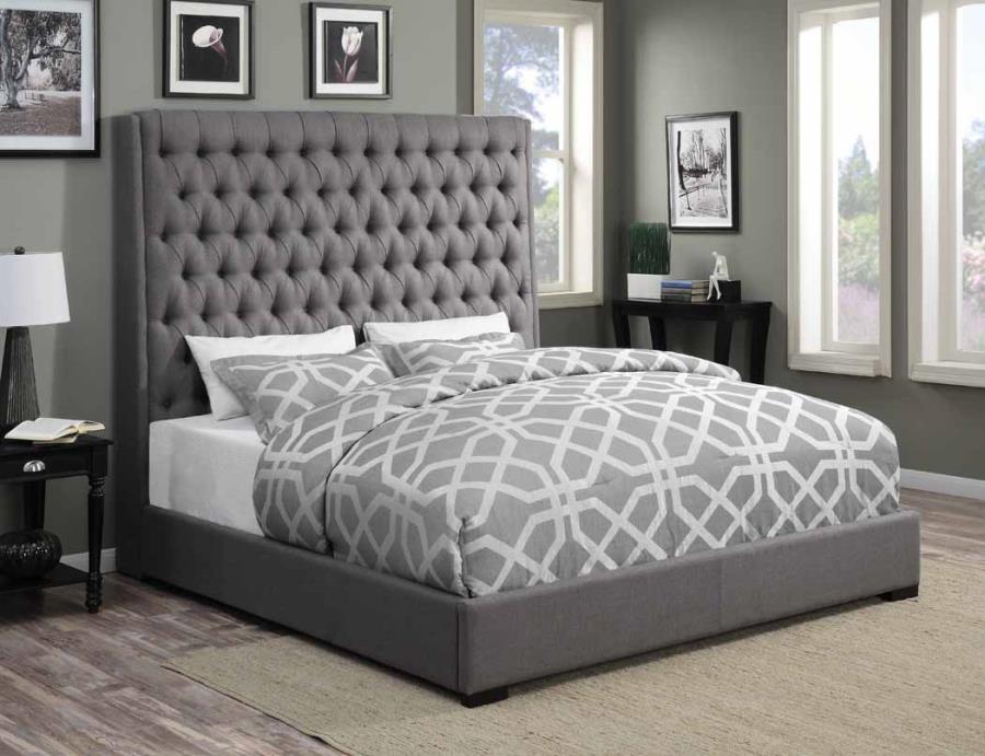 Camille Grey Upholstered Bed