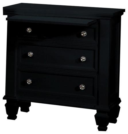 Sandy Beach Black 3 Drawer Nightstand