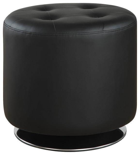 Circular Faux Leather Swivel Ottoman